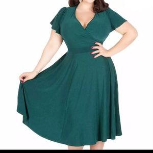 Nemidor NWT V-neck Midi Plus size Swing dress